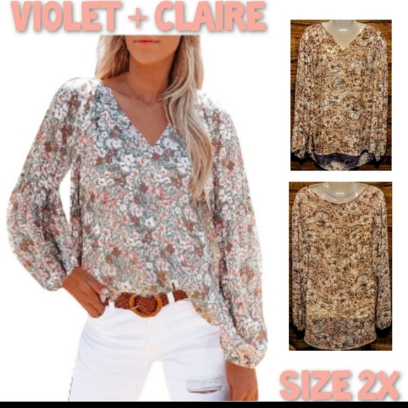 Violet & Claire Tops - Violet + Claire High Low Floral Tunic Top Size 2X NWOT